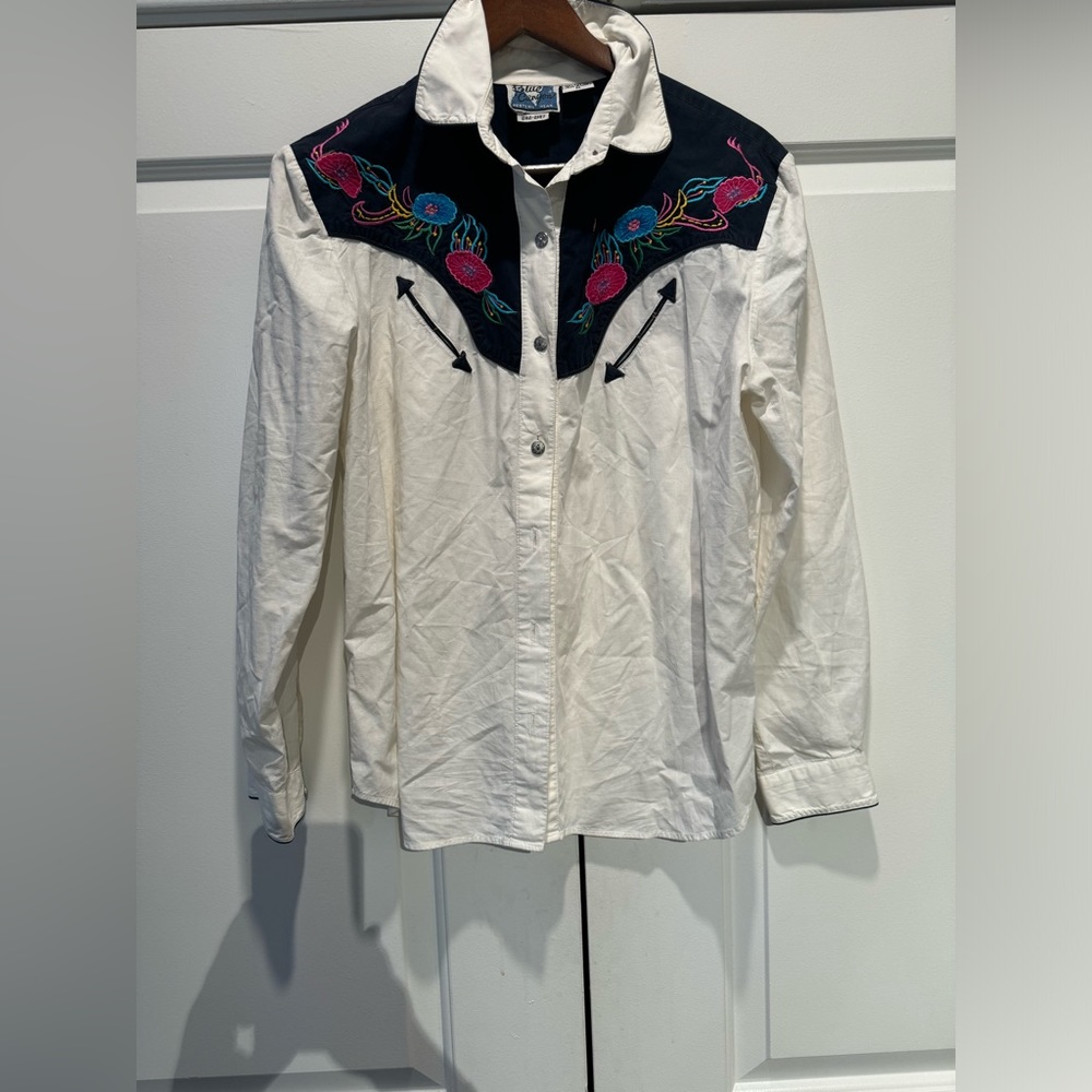 Vintage cowboy western top - sz medium